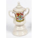 The F.A. Cup. 'Arcadian' crested china F.A. Cup with coat of arms of 'Felixstowe'. Gilt lustre to