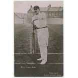Herbert Arthur Carpenter. Essex. 1894-1920. Mono postcard of Carpenter in batting pose. Signed, '