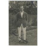 Ernest Tyldesley. Lancashire & England 1909-1936. Signed mono real photograph postcard of