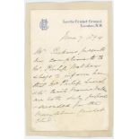 Henry Perkins. Cambridge University, Cambridgeshire & M.C.C. 1854-1868. Single page handwritten