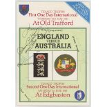 England v Australia signed programmes 1980-2001. Red folder comprising eight official match