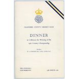 Hampshire C.C.C. County Champions 1961. Official menu for the dinner held at The Guildhall,