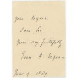 Evan Alcock Nepean. Oxford University & Middlesex 1887-1895. Two page handwritten letter in ink from