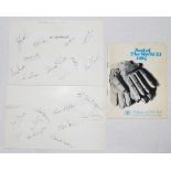 Rest of the World XI 1965. Two large white pages, one nicely signed by eleven members of the England