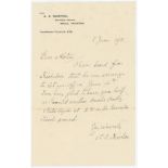 Arthur Edward Newton. Somerset 1891-1914. One page handwritten letter on Dipford House, Trull,