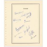 Somerset 1954. Page with printed title and border, very nicely signed in ink by eleven members of