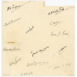 Kent C.C.C. c1936. Page nicely signed in ink by thirteen Kent players. Signatures include Chapman,