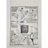 'Tops-y Turvey'. West Indies tour to Australia 1951/52. Large original pen and ink caricature/