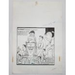 'The Stones - Chairing the Winner'. Sheffield Shield 1965/66 season. Large original pen and ink