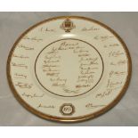 The Ashes' England v Australia 1953. Magnificent Royal Worcester bone china plate produced by the