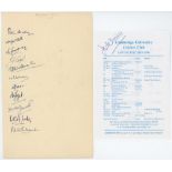 Oxford University C.C. 1952. Plain sheet very nicely signed in ink by eleven members of the Oxford