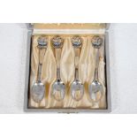Scotland v Sweden 1953. Excellent set of four silver teaspoons, each with a 'football' to handle and