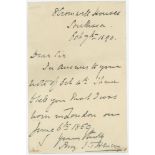 Perceval Jeffrey Thornton Henery. Middlesex & Oxford University 1879-1894. Single page letter
