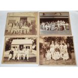 Leek Cricket Club late 19th century. Four original mono photographs of Leek teams seated and