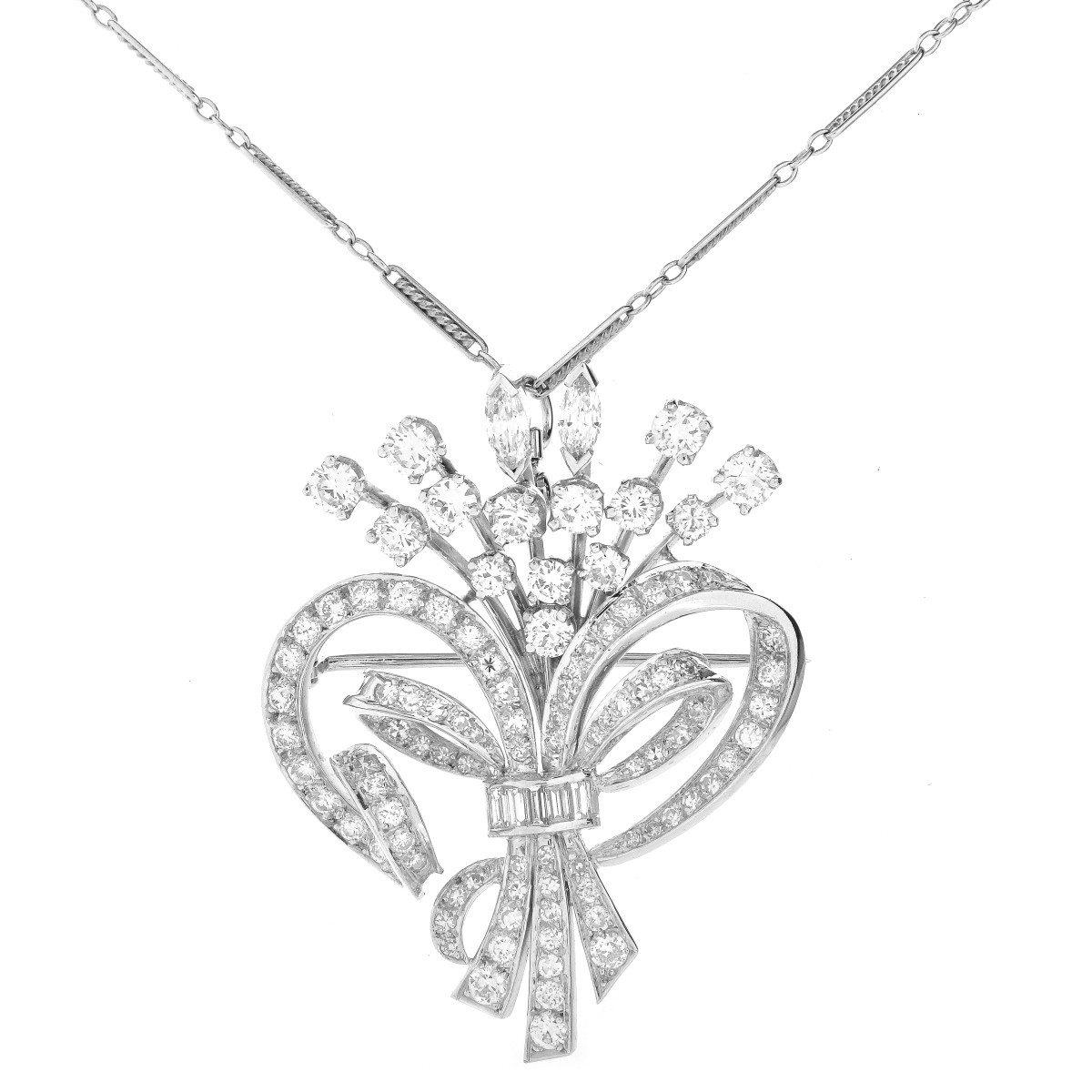 7.50ct TW Diamond and Platinum Pendant / Brooch