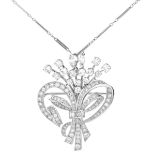 7.50ct TW Diamond and Platinum Pendant / Brooch