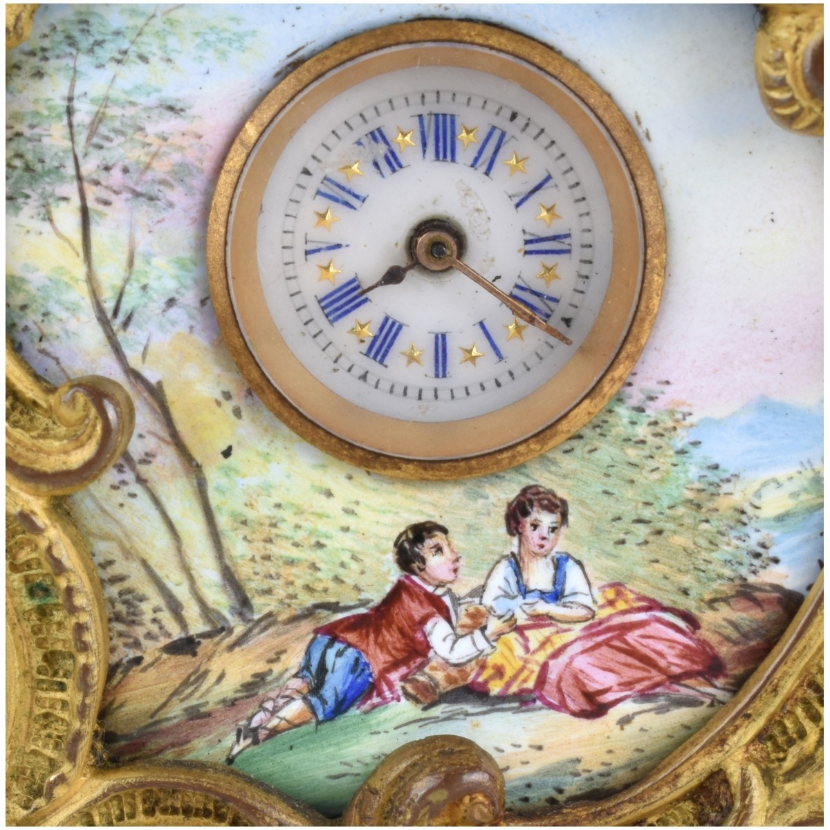 Two Antique Bronze and Enameled Miniature Clocks - Image 4 of 6