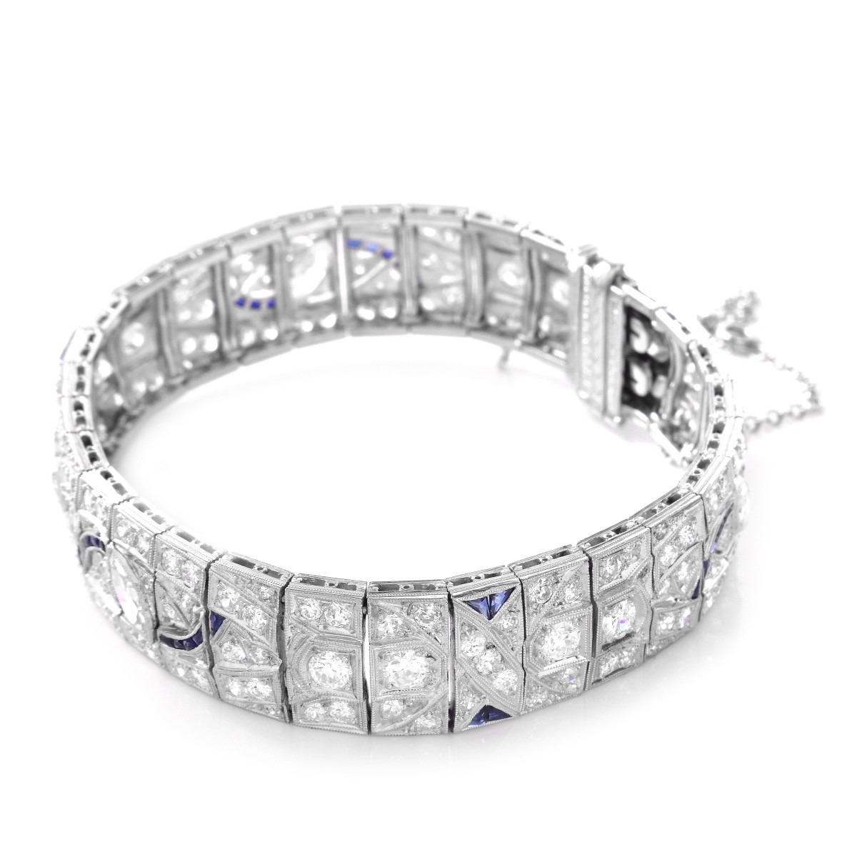 Art Deco 7.75 Carat Diamond and Platinum Bracelet - Image 2 of 7