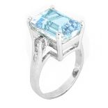 Aquamarine, Diamond and 14K Gold Ring