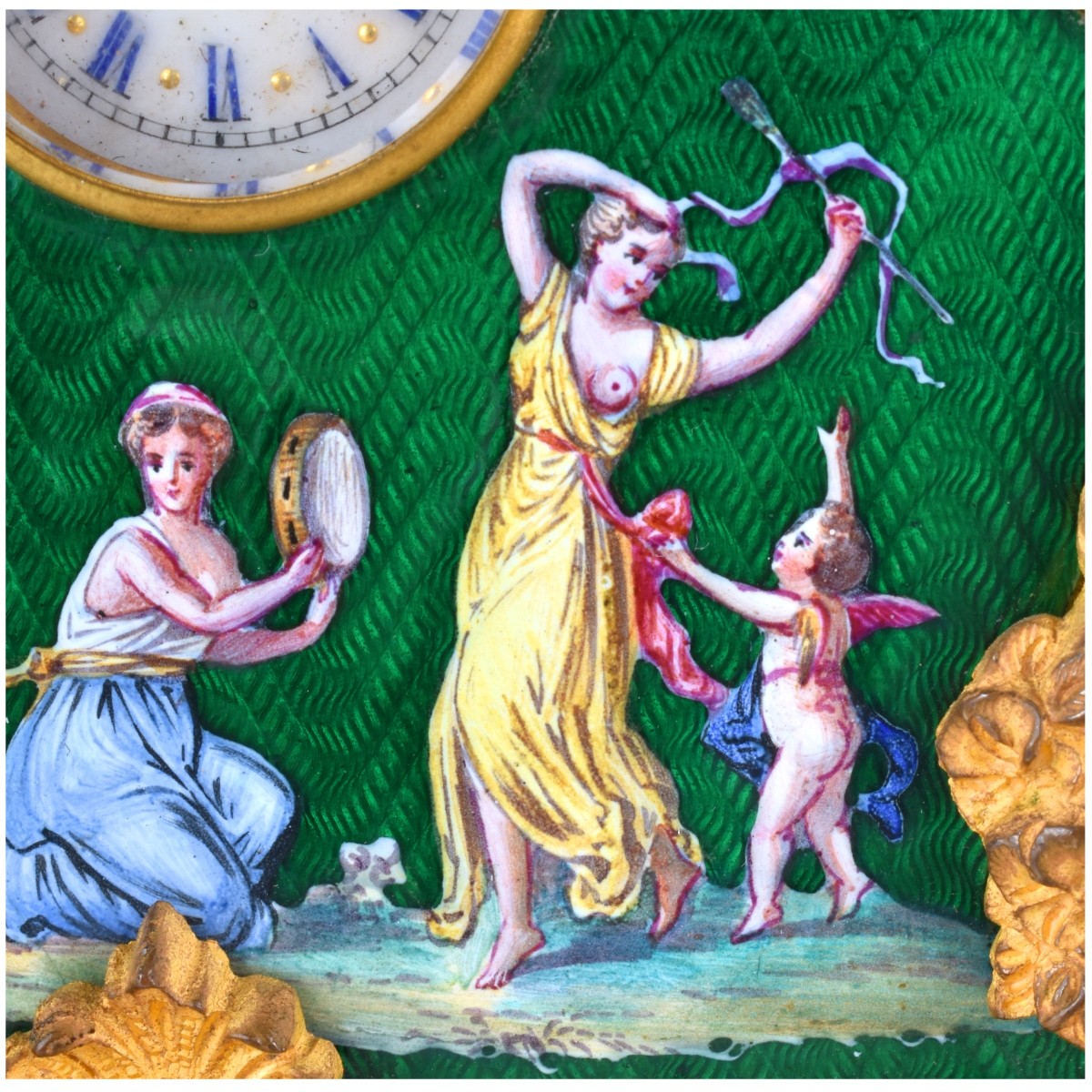 Two Antique Bronze and Enameled Miniature Clocks - Image 2 of 6