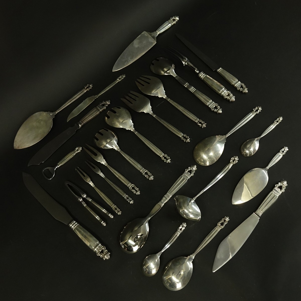 42 Pieces Georg Jensen Acorn Flatware - Image 3 of 5