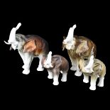 Four (4) Royal Dux Porcelain Elephant Figurines