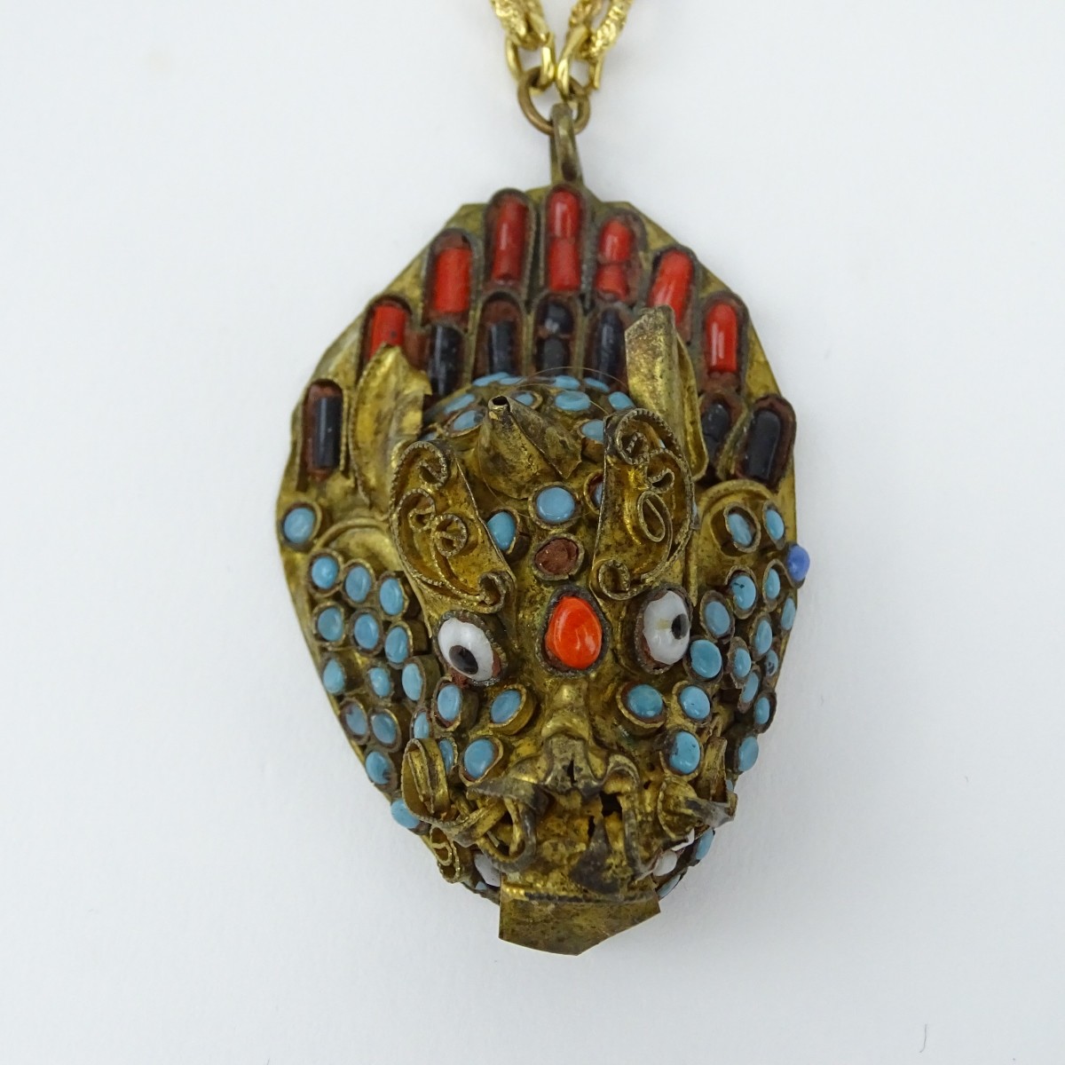 Vintage Chinese Gilt Metal & Enamel Dragon Pendant - Image 4 of 4
