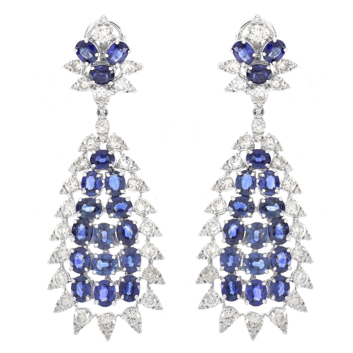 VCA style Sapphire and Diamond Earrings