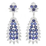 VCA style Sapphire and Diamond Earrings