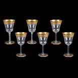 Six (6) St Louis Thistle Wine Glasses