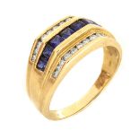 Man's Diamond, Sapphire and 10K Gold Ring