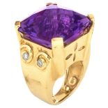 Amethyst, Diamond and 14K Gold Ring