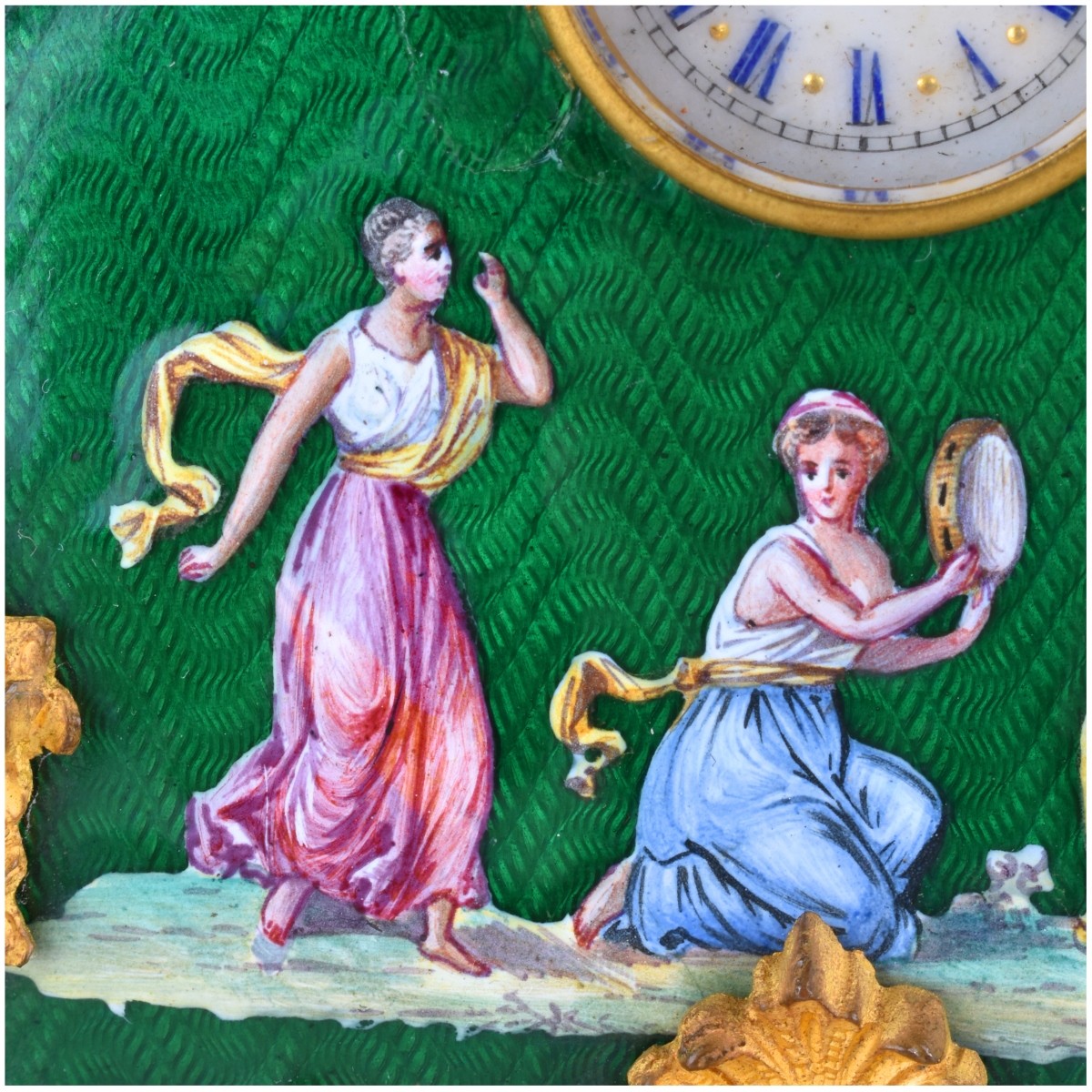 Two Antique Bronze and Enameled Miniature Clocks - Image 3 of 6