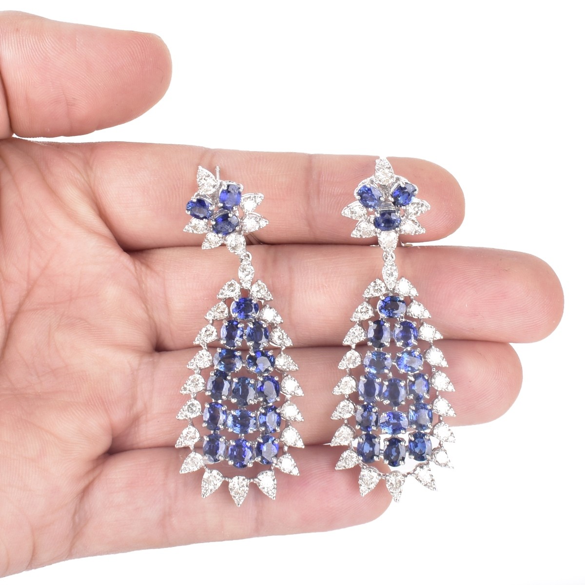 VCA style Sapphire and Diamond Earrings - Image 5 of 5