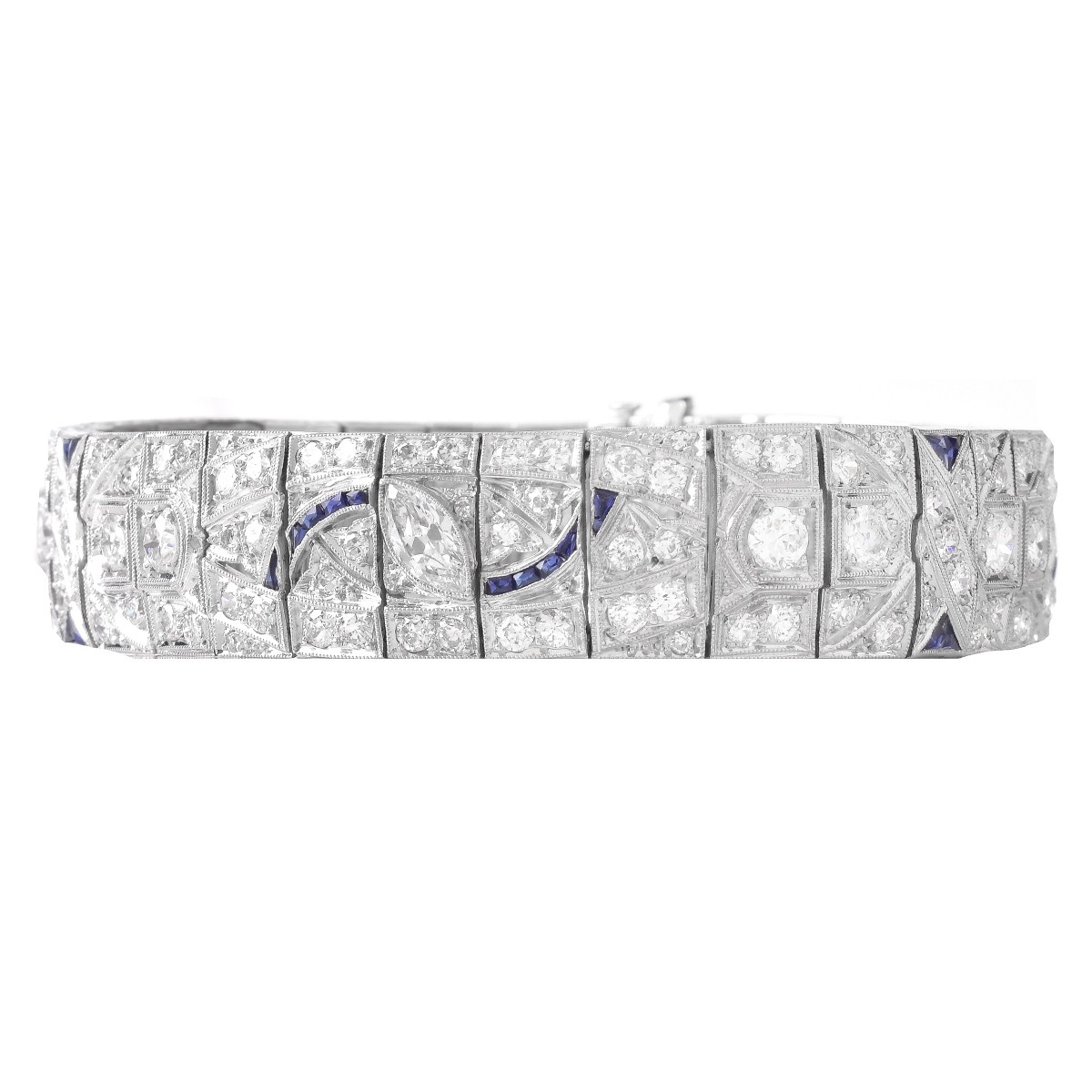 Art Deco 7.75 Carat Diamond and Platinum Bracelet