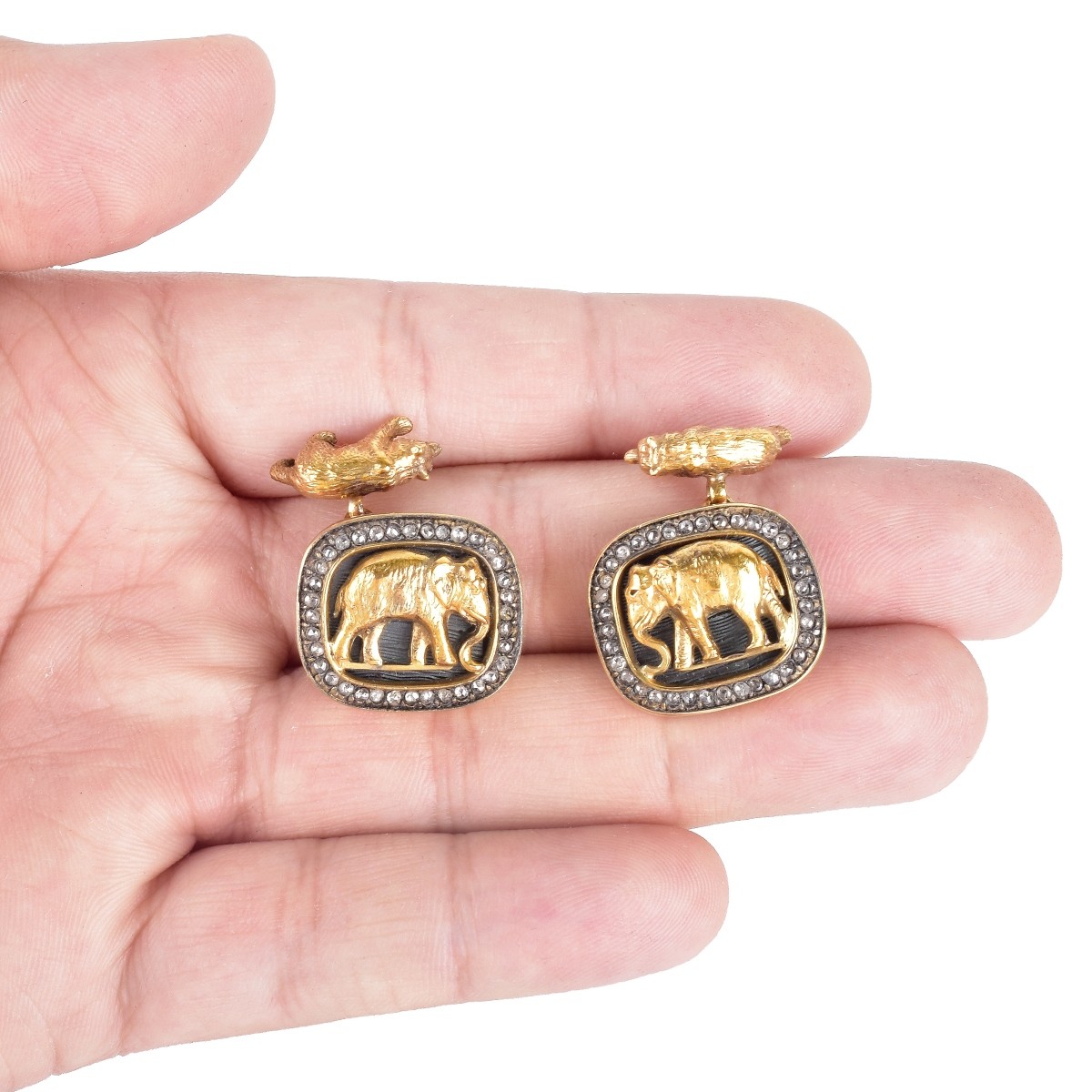 Faberge Diamond and Vermeil Cufflinks - Image 6 of 6