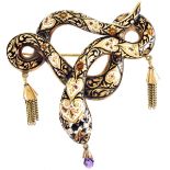 Vintage 14K Gold Snake Brooch