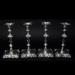 Four George II Silver Candlesticks