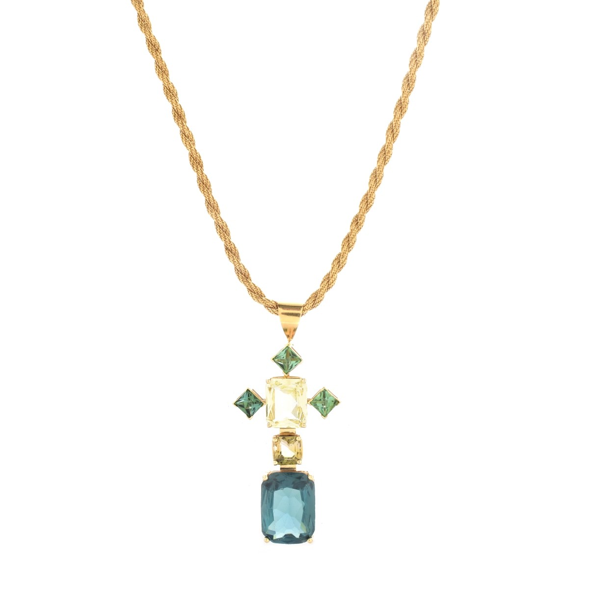 Multi Gemstone and 14K Gold Necklace - Image 2 of 5