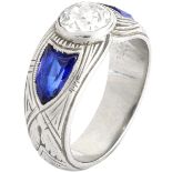 Art Deco Diamond and Sapphire Ring