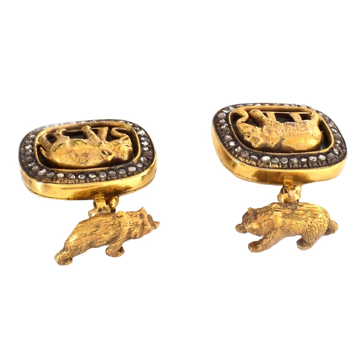 Faberge Diamond and Vermeil Cufflinks - Image 4 of 6