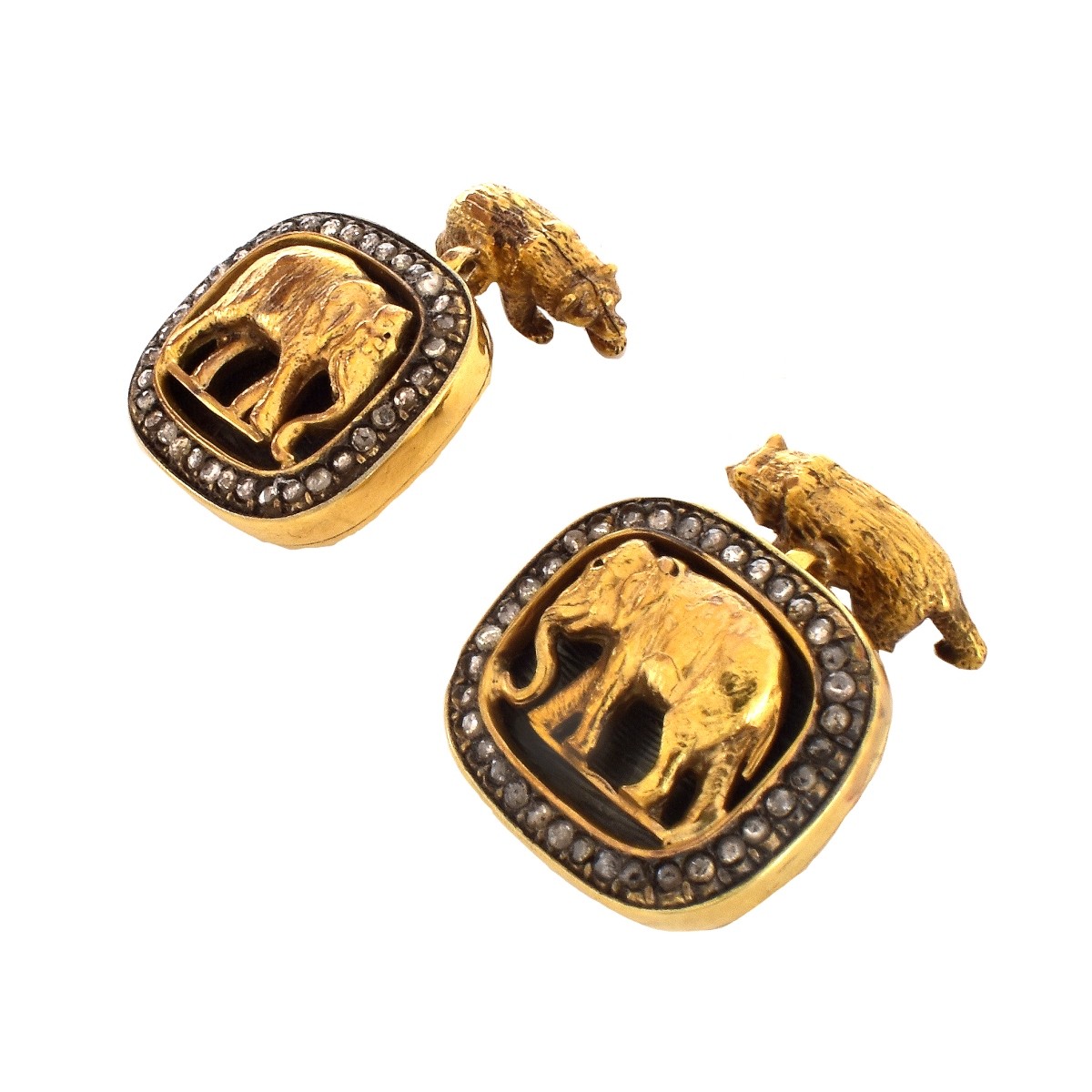 Faberge Diamond and Vermeil Cufflinks - Image 2 of 6