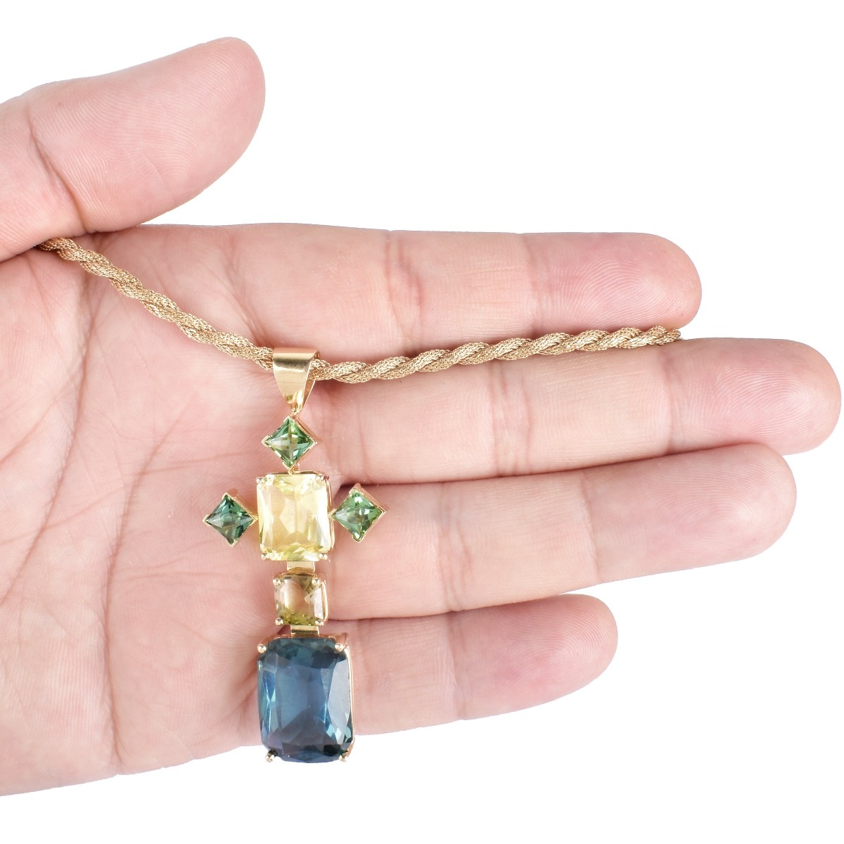 Multi Gemstone and 14K Gold Necklace - Image 5 of 5