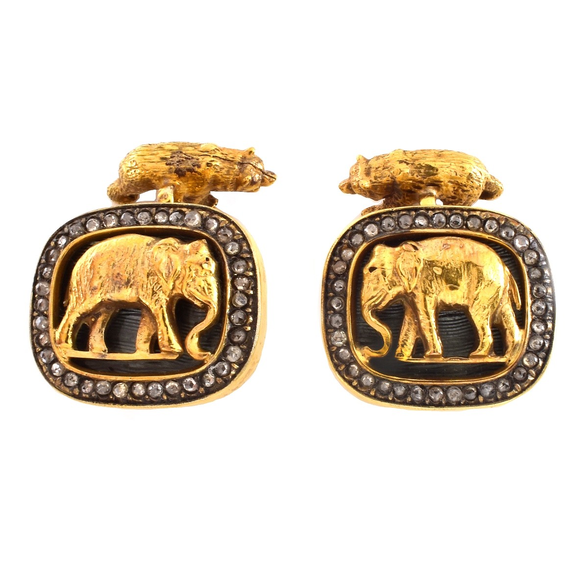 Faberge Diamond and Vermeil Cufflinks - Image 3 of 6