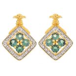 Emerald, Diamond and 18K Gold Earrings