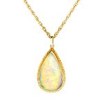 Vintage Opal and 14K Gold Pendant Necklace