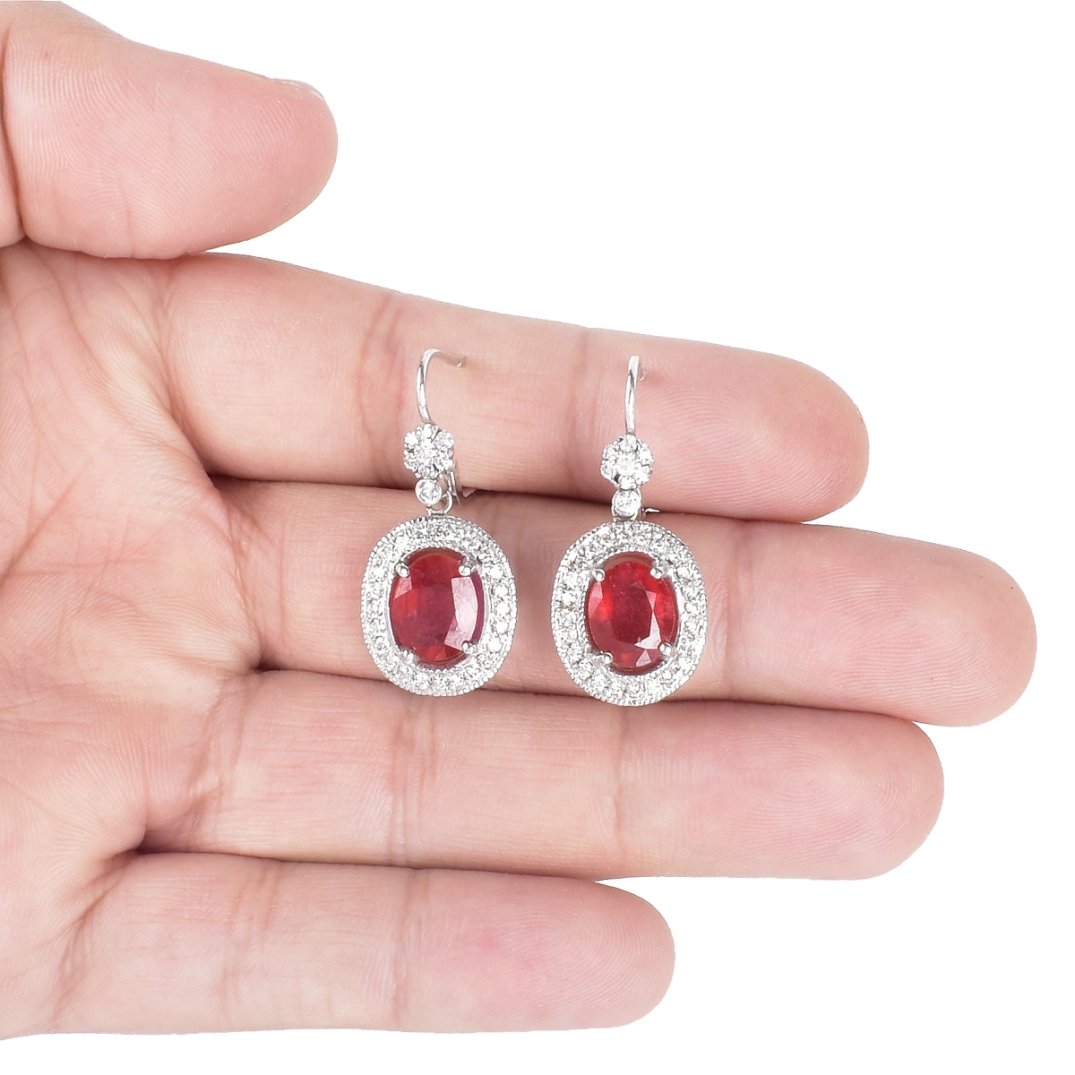 Ruby, Diamond and 14K Gold Earrings - Image 5 of 5