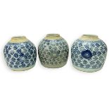 3 Antique Chinese Blue & White Porcelain Jars