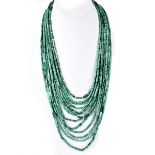 Multi Strand Malachite and 18K Necklace