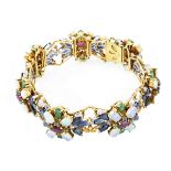 Vintage Multi-Gemstone and 18K Bracelet